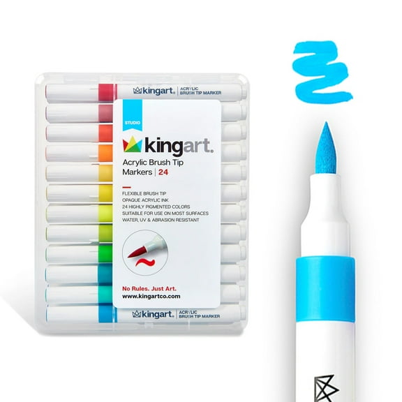 Acrylic Brush Tip Markers, 24 Colors