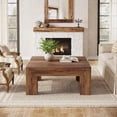 thumbnail image 3 of Tribesigns 39.37" Low Square Coffee Table, Farmhouse Large Tea Accent Table Center Table for Living Room(Dark Brown), 3 of 7