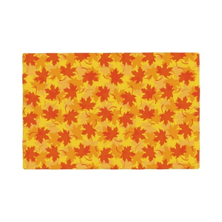 

Table Placemats Set of 4 - fall retro maple leaf 12x18 In Faux Linen Double Heat Resistant Place Mats Cloth Indoor/Outdoor Placemats Washable Table Mats for Dining Kitchen Party