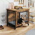 thumbnail image 2 of Uforic 27" Dog Crate Furniture with Cushion & Tray, Wooden Indoor Dog Kennel End Table for Small Dogs, Rustic Brown, 2 of 9