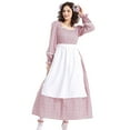 thumbnail image 5 of SWSMCLT Women's Spring Dresses Long Sleeve Casual Square Neck High Waist Peasant A Line Dress Swing Dress Cute Pink Large, 5 of 5