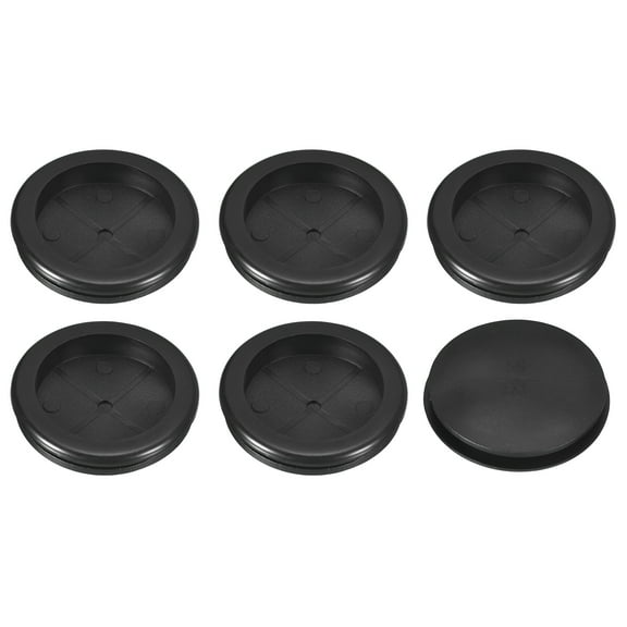 Uxcell 6Pack Rubber Grommets 2-1/8" (55mm) Drill Hole, 2" (48mm) ID Single Sided Hole Plugs Ring Gasket, Black