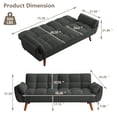 thumbnail image 2 of MIKIBAMA 75" Dark Gray 3 Seat Linen Convertible Futon Sofa Bed Tufted Design Adjustable Backrests With Solid Wood Legs for Small Spaces, 2 of 7