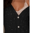 thumbnail image 5 of CHICME Cardigan Sweaters for Women Sparkle Rhinestone Cable Knit V-Neck Long Sleeve Button Down Lightweight Fall Sweater Black-XL, 5 of 9