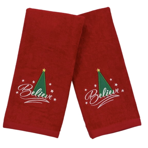 Serafina Home Christmas Theme Believe Hand Towels, 2 Count