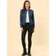thumbnail image 3 of Chaqueta corta de motociclista con cuello alto Piel sintética asimétrica con cremallera frontal para mujer Azul oscuro M, 3 of 6