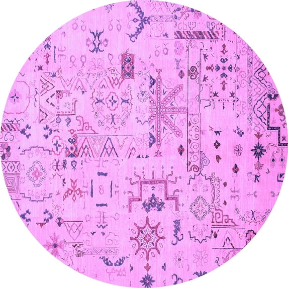 Ahgly Company Indoor Round Abstract Purple Modern Area Rugs, 5' Round
