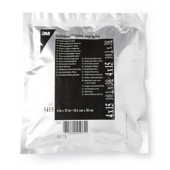 3M Scotchcast Quick Step Double Sided Felt Padded Precut Splint 4 x 15" White 75415, 10 Ct