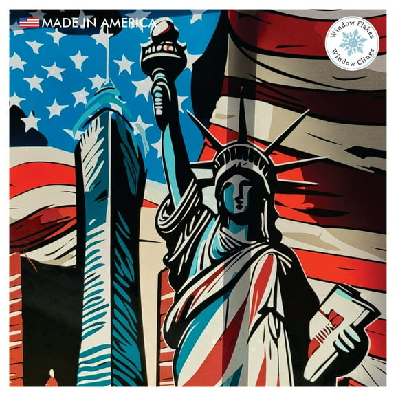 NYC Big Apple Window Decal Sticker Decor. Large Red White & Blue Decoration for Glass. Reusable. Made In America.