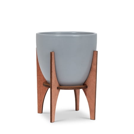 Set of 4 Large Pot with Wooden Stand