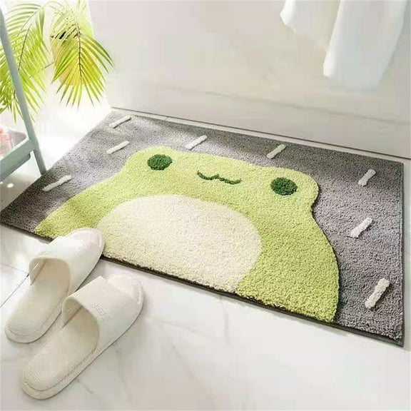 24"x 16" Bath Mat Cute Frog Shower Rug, Luxury Shaggy High Absorbent and Anti Slip, Machine Washable Fit for Bathtub, Shower and Bath Room