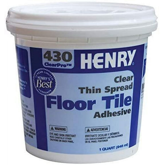 Henry W,W Floor Tile Adhesive - Easy to Clean - 1 Qt, Beige, Tub
