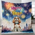 thumbnail image 4 of Happy New Year with Cavalier King Charles Spaniel Fireworks Holiday Xmas Winter 2025 Quilt Blanket Dog Lover Gifts Cozy Comforter Throw Blanket - 00025, 4 of 5