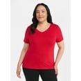 thumbnail image 5 of Time and Tru Women's Cotton V-Neck Tee with Short Sleeves, Sizes XS-XXXL, 5 of 6