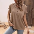 thumbnail image 5 of Womens Shirts Summer Loose Hooded Button Short Sleeve T Shirt Womens Tops, 5 of 7