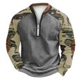 thumbnail image 2 of Men's Fall Winter Polo Half Zip Sweatshirt, Light Printed Camouflage Pullover for Casual Style, Daily Errands and Seasonal Layering,Fluorescent Green,L, 2 of 4