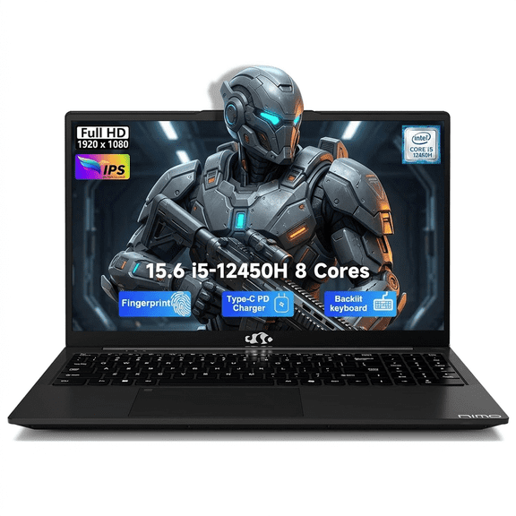 15.6" IPS FHD Business Laptop 32GB RAM 1TB SSD Intel i5-12450H (Beat i7-11800H, 8 Cores Up to 4.4 GHz) Computer with 100W Type-C Fingerprint Backlit Keyboard WiFi-6 Numpad Black