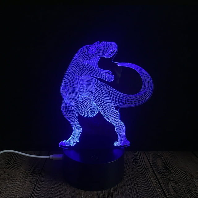 Lámpara de mesa táctil USB con diseño de dinosaurio 3D con luz nocturna y base negra