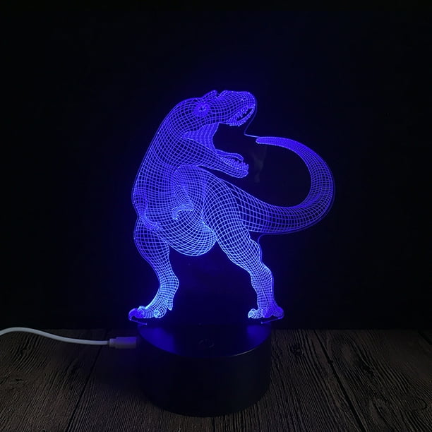 Lámpara de mesa táctil USB con diseño de dinosaurio 3D con luz nocturna y base negra