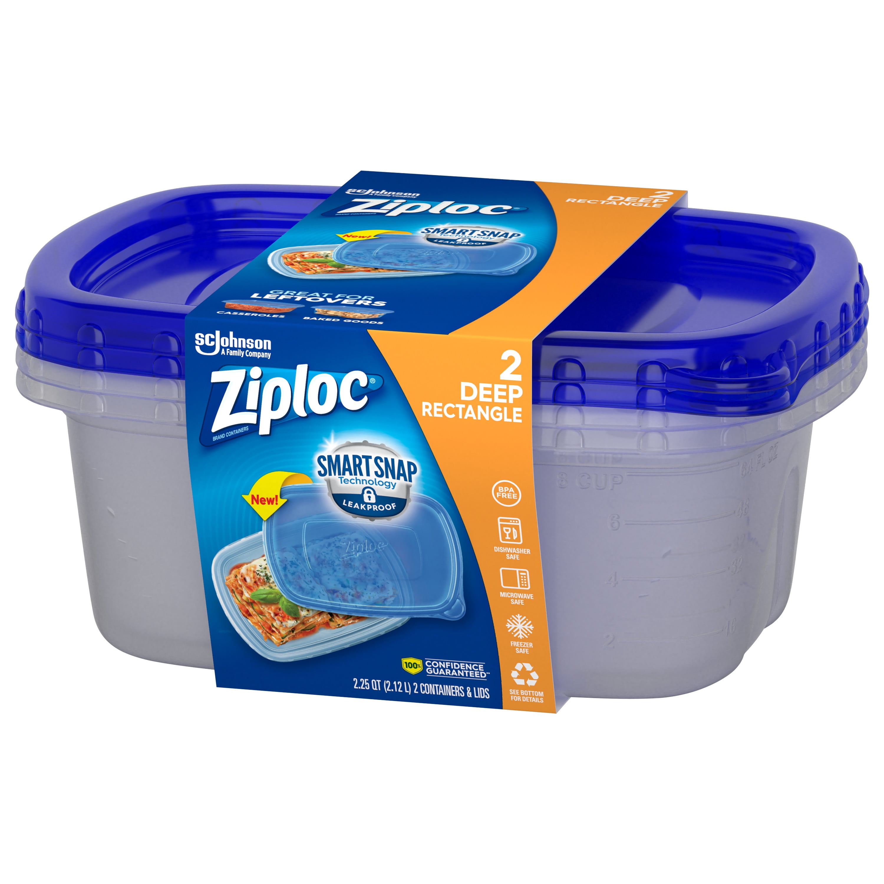 Ziploc 18035 Food Container, 32 oz Capacity, 4-1/2 in Dia
