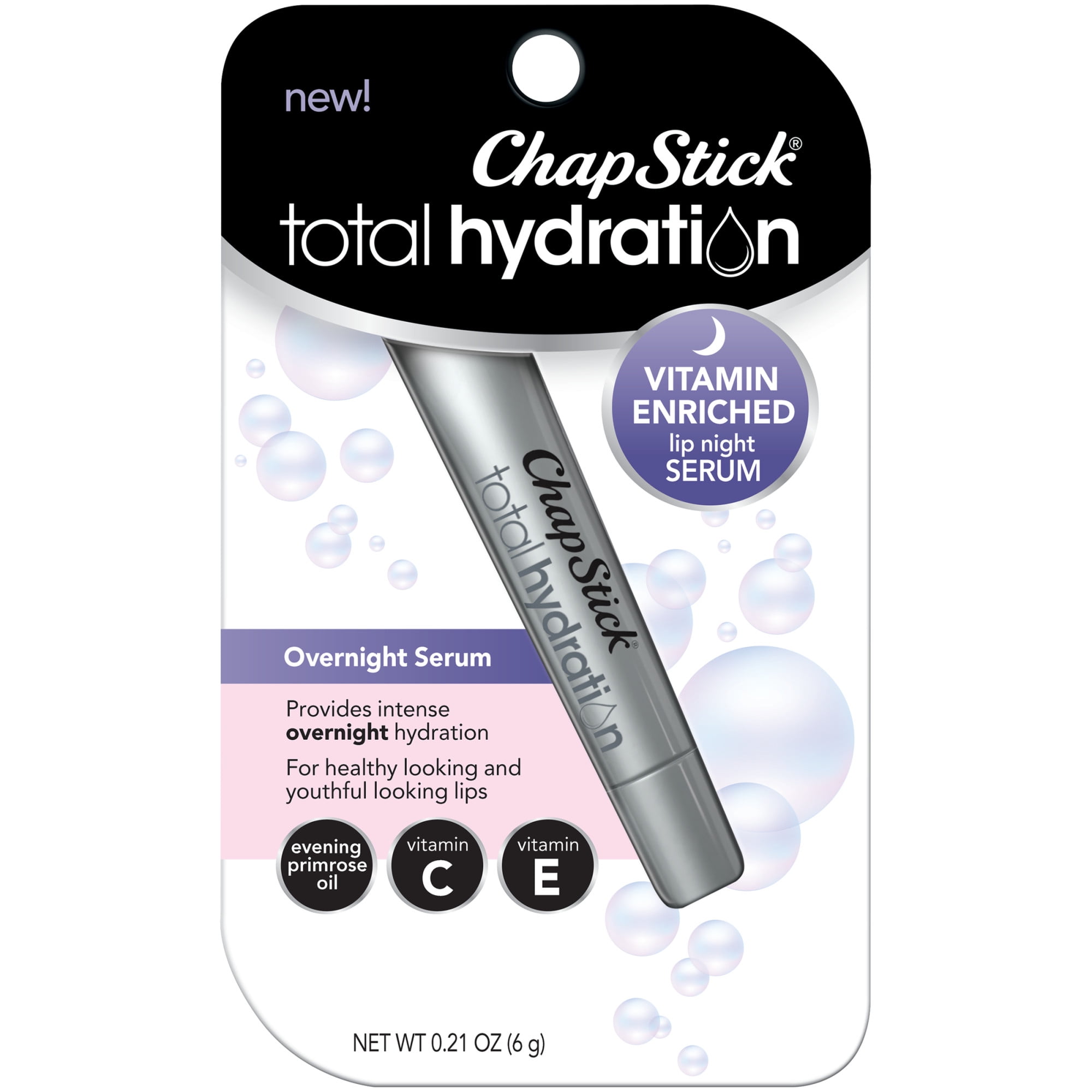 ChapStick Total Hydration Vitamin Enriched Lip Oil Night Serum, 0.21 Oz