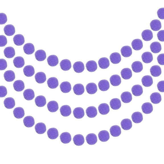 Uxcell 4Pcs Felt Ball Garland Purple Pom Pom Garland Handing Balls 7.55 Feet Long 20 Balls for Christmas