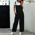 thumbnail image 6 of Dyegold Jumpsuits for Women Casual, Spaghetti Strap Jumpsuits for Women Linen Cotton Solid Color Button Loose Bib Overalls Sleeveless ​Square Neck ​Rompers, 6 of 8