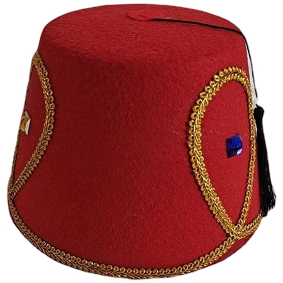 Jiibva Tarboosh Fez Hat For Men Women, Moroccan Hat Ottoman Round Hat Breathable Turkish Tassels Cap Egyptian Themed Dress-Up Headwear Party Costume Accessories