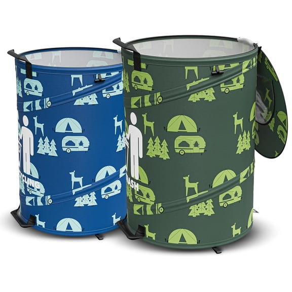 30 Gallon Collapsible Pop-Up Trash & Recycling Cans for RV's, Camping, Recycling, Yard Waste, Leaf Bag, Children Toy Bin