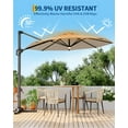 thumbnail image 3 of 10ft Solar LED Cantilever Patio Umbrella, 360-Degree Rotation Hanging Offset Market Outdoor Sun Shade w/Lights, Easy Tilt, Cross Base for Backyard, Deck, Poolside, 3 of 7