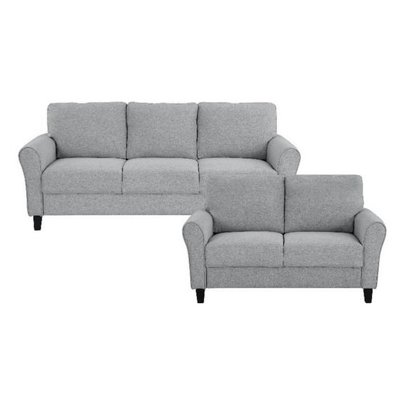 Lexicon Ellery Textured Fabric 2-Piece Upholstered Sofa Set in Dark Gray