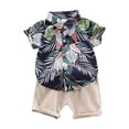 thumbnail image 4 of Toddler Boy Outfits Loose Coconut Tree Print Lapel Short Sleeve Shirt Top And Shorts 2 Piece Daily Wear Baby Boys' Clothing Sets, 4 of 9