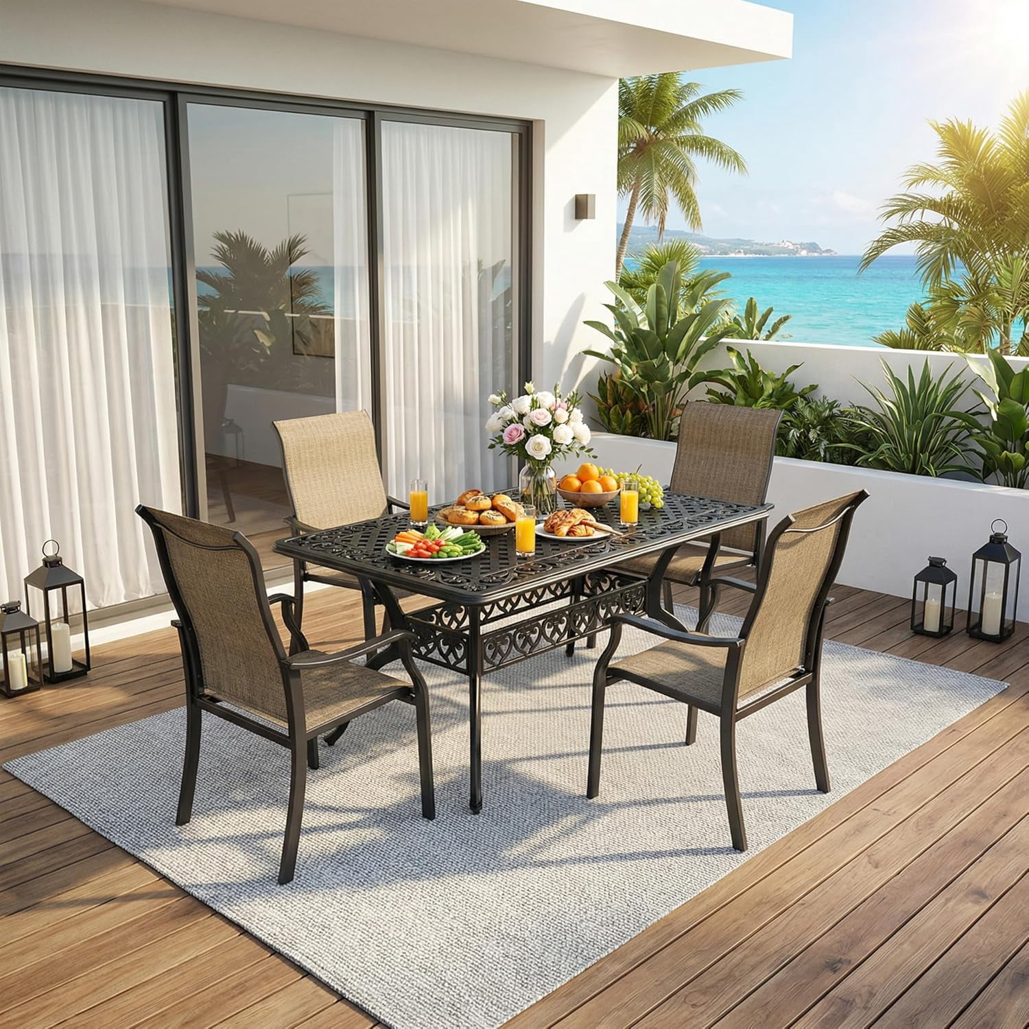 Outdoor Dining Chairs Set of 2, High Back Textilene Chairs with Armrest for Indoor Outdoor Use, Iron Frame Patio Furniture Chairs, Rustproof, Patio Chairs for Lawn,Garden