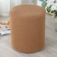 thumbnail image 6 of Ikeay Stretchable Round Footstool Slipcover, Elastic Bottom Washable Ottoman Cover for 36-40 Inch Height, Knit Fabric Accent Pouffe Protector, Furniture Protector (1 Piece) Brown, 6 of 9