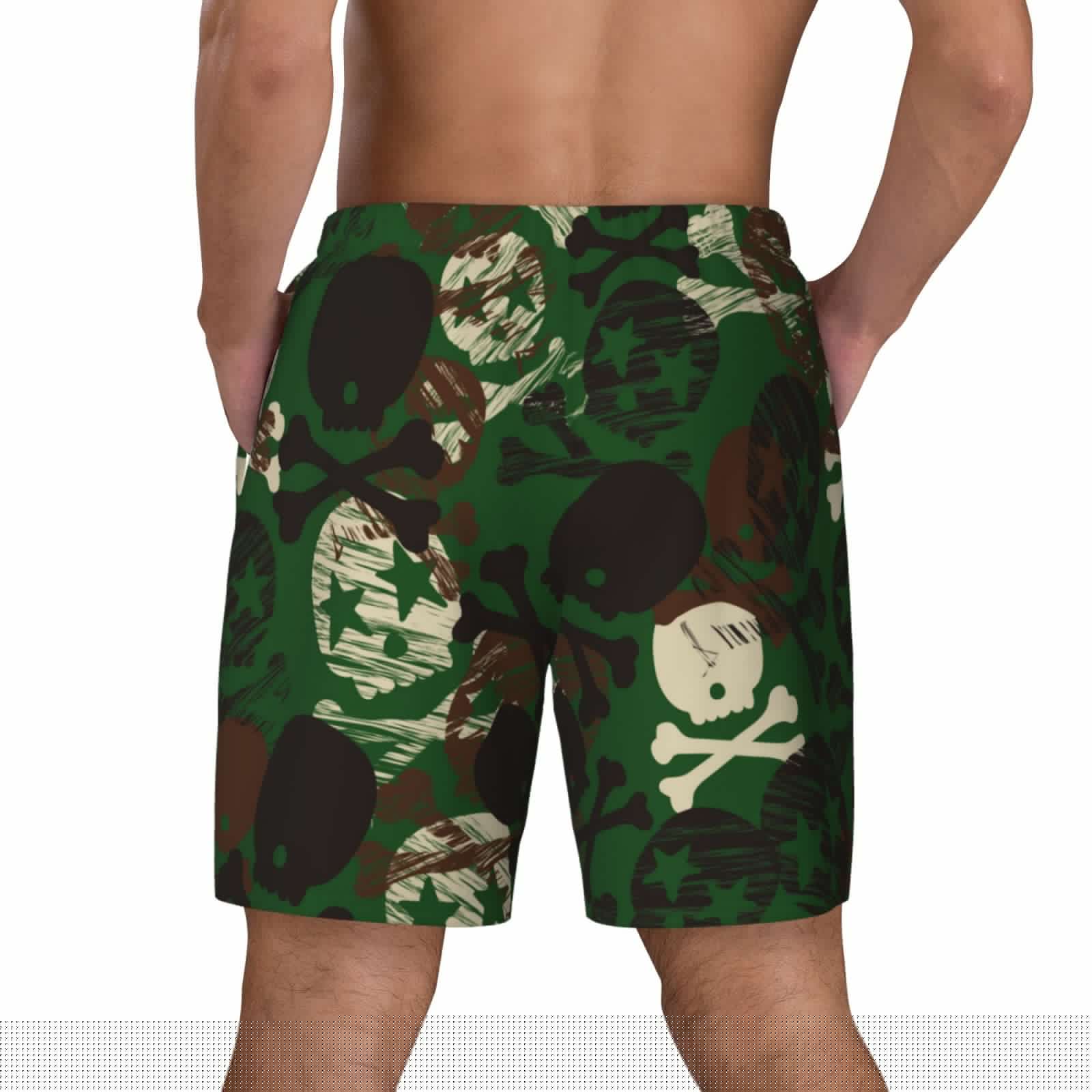 thumbnail image 3 of Sigee Camouflage Skull Print Mens Swim Trunks with Compression Liner Quick Dry Swim Stretch Beach Shorts with Pockets,S-3XL, 3 of 7
