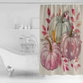 thumbnail image 4 of 72x78 Inch Shower Curtain Pink Pumpkins Fall Bathroom Decor Waterproof Fabric Bathtub Bath Curtains Decorative Grey Pumpkins Harvest Thanksgiving Extra Long Shower Curtain Set with Hooks, 4 of 6