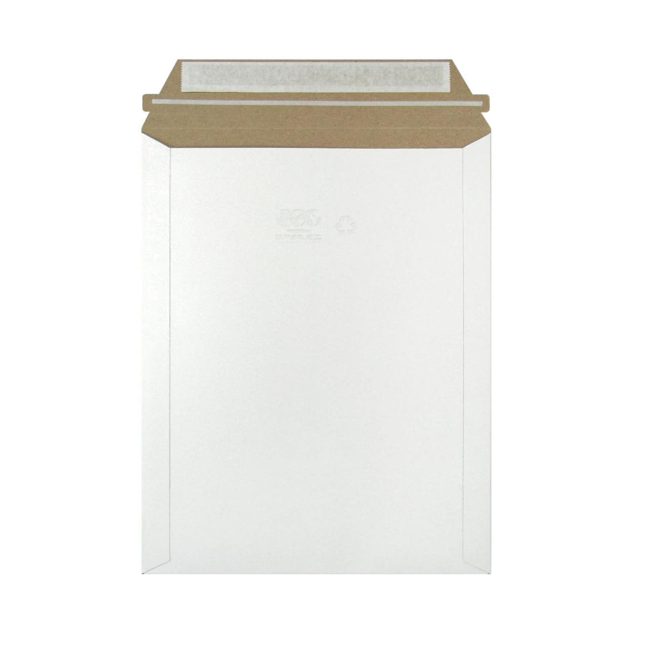 50 Pack 12.75x15 White Rigid Stay Flats Self-Seal Cardboard Envelope Mailers 12.75"x15"