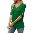 thumbnail image 5 of AXXD Green Basic Tops for Women Sexy Casual Summer 2024 Casual Sleeveless Round Neck Solid Blouse Pullover Tank Tops Shirt, 5 of 9