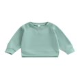 thumbnail image 1 of MesaSe Bébé Garçon Fille Solide Coton Pull Col Rond Manches Longues T-Shirt Tops Printemps Vêtements d'Automne Brun 2-3 Ans, 1 of 7