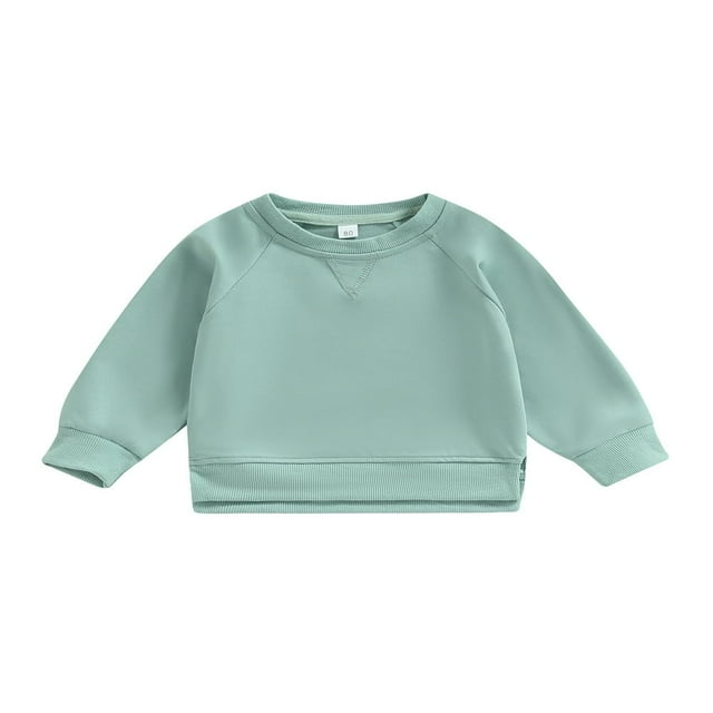 Bébé Garçon Garçon Garçon Sweat-Shirt en Coton Solide Pull Col Rond Manches Longues T-Shirt Tops Printemps Automne Vêtements Brun 2-3 Ans