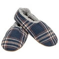 thumbnail image 2 of Navy Plaid Mens Plush Lined Cozy Non Slip Indoor Soft Slippers - Medium, 2 of 3