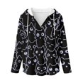 thumbnail image 5 of DISNIMO Cartoon Cat Printed Sweatshirts for Women Waffle Hoodies V Neck Pullover Tops Long Sleeve Shirts for Fall Winter, L, 5 of 7
