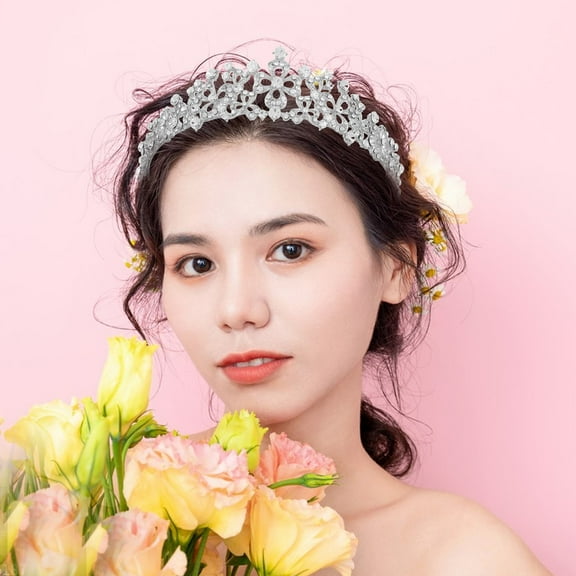 Masteelf Crystal Princess Tiara Bride Wedding Crown Bridal Hair Accessories Mermaid Tiara Birthday Formal Event Headpiece Decorative Hair Crown