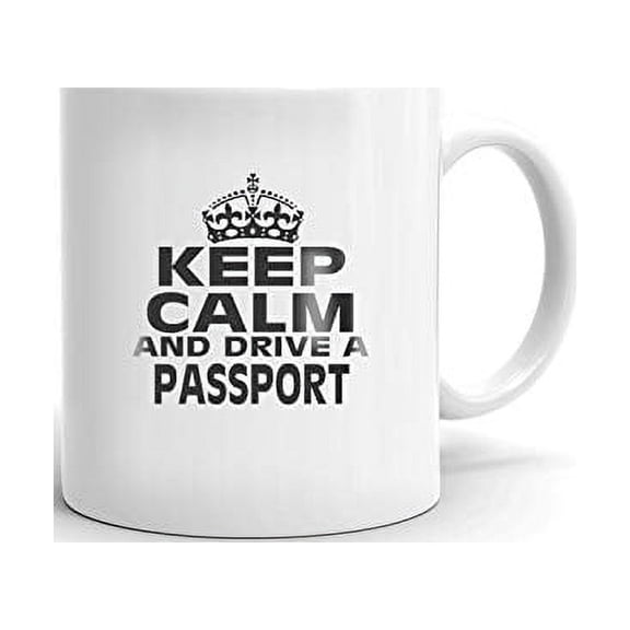 PASSPORT Keep Calm and Drive Coffee Tea Ceramic Mug Office Work Cup Gift 15 oz