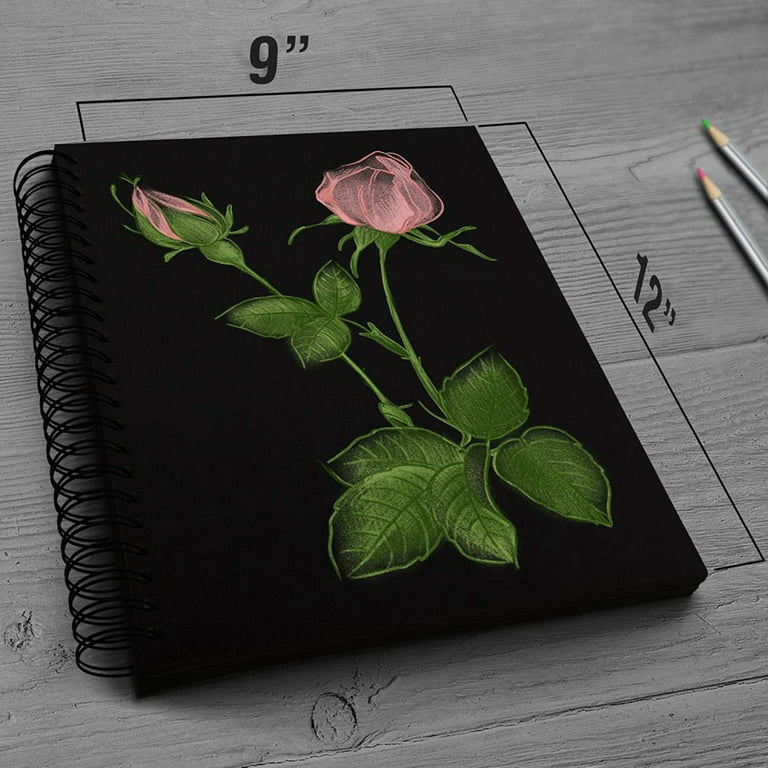 Definite Keep Smiling Acid Free Black Paper Sketch Pad A4 20  Sheets (150 GSM) with Neon Pastel Gel Pens (12 Colors) for Sketching  Painting Drawing - Black Sketch Pad and Neon Pastel Pen