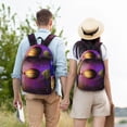thumbnail image 5 of Picia Planets And Stars Printed Canvas Daypack - Stylish and Durable Vintage Compact Backpack - Class, Work, Travel, or Laptop Bookbag,Organized Compartments-Small, 5 of 6