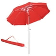 thumbnail image 1 of Outsunny Parasol de Plage Arqué 6,4 Pi avec Mât en Aluminium, Design Pointu, Inclinaison Réglable, Sac de Transport pour Patio Extérieur, Rouge, 1 of 10