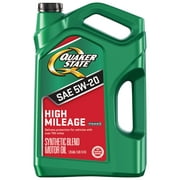 Quaker State High Mileage 5W-20 Synthetic Blend Motor Oil for Vehicles over 75K Miles, 5-Quart