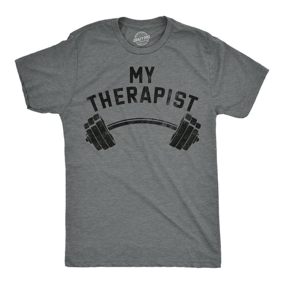 Mens Funny T Shirts My Therapist Barbell Sarcastic Gym Workout Graphic Novelty Tee for Men Graphic Tees