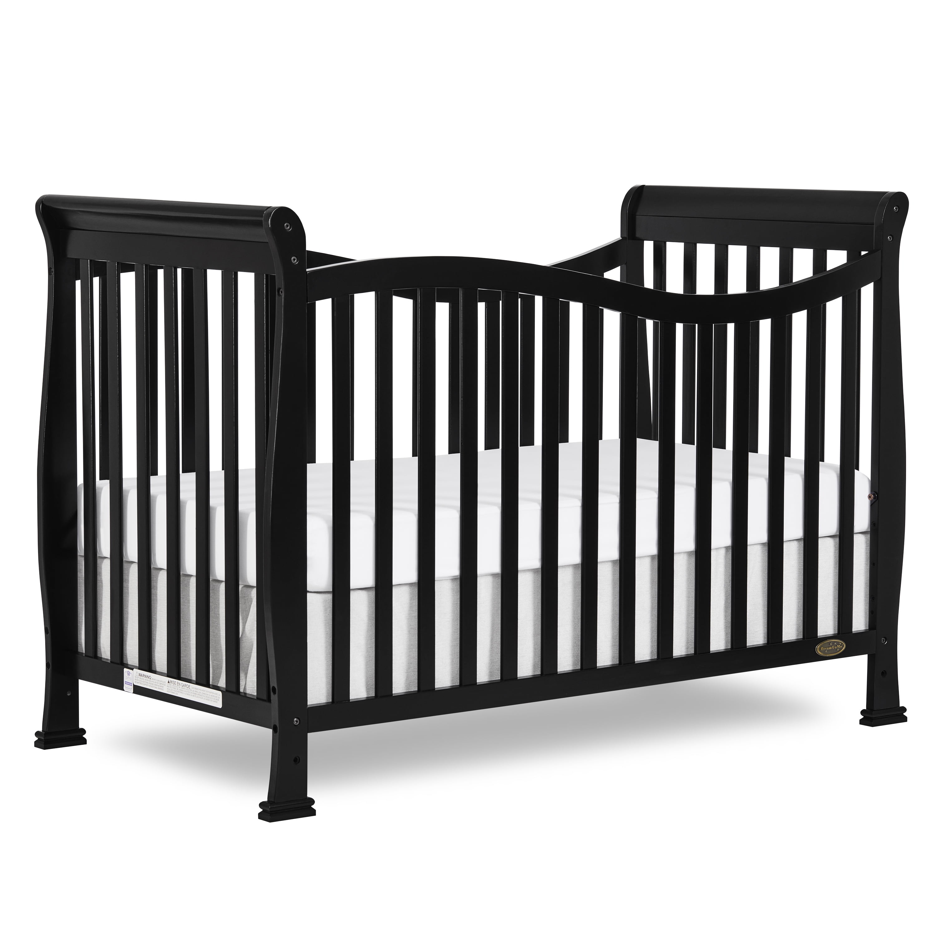 Dream On Me Violet 7-in-1 Convertible Crib with Mattress Value Pack (Black)